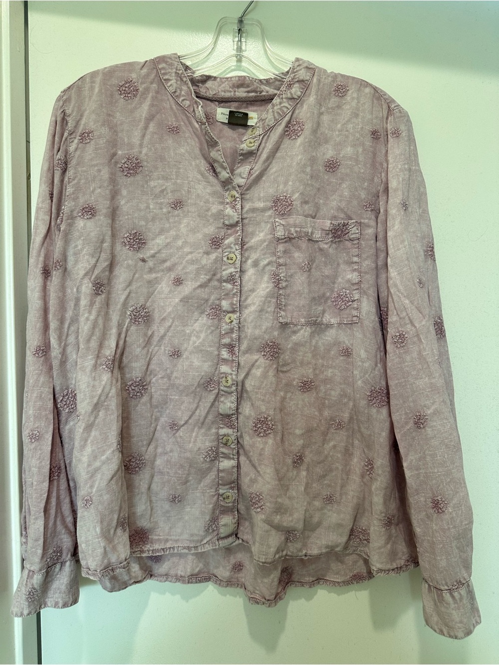 Pilcro by Anthropologie Button-Up Shirt light purple w embroidery size medium